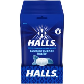 Halls Cough and Throat Relief Mentho-Lyptus Cough Drops, 12 Bags of 30 (360 Total Drops)