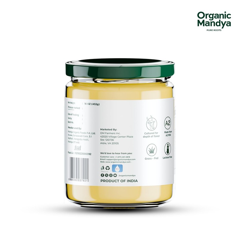 A2 Desi Grass-Fed Ghee Clarified Butter, Pasture Raised, Lactose Free,