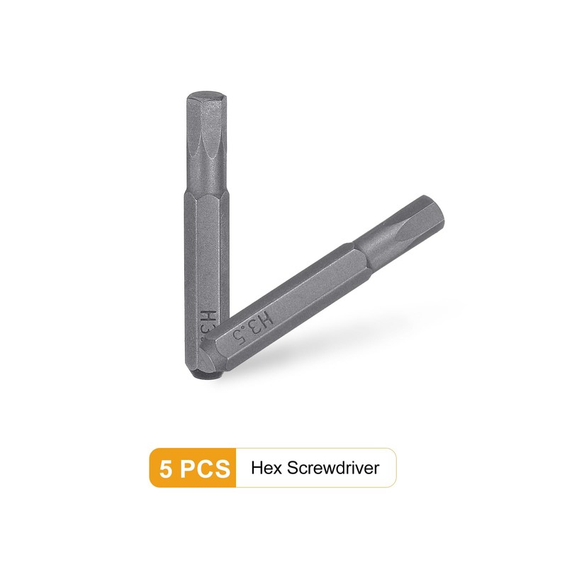 sourcing map 5pcs H3.5 Hex Screwdriver Bit 5/32" Hex Shank