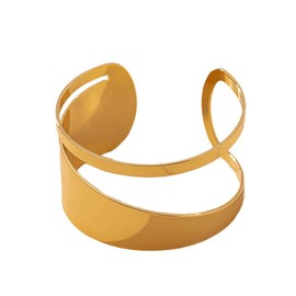 Cubahop Vintage Metal Bangle Gold Wide Smooth Stackable Geometric Hollow Out Hand Jewelry for Women Metal, Metal
