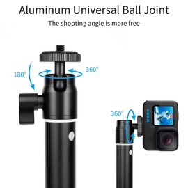 SOONSUN 37" Extension Selfie Stick Hand Grip Waterproof Monopod Pole with 360 Rotation Ball Head for GoPro Hero 13 12 11 10 9 8 7 6 5, Session, Insta360 X2 X3 GO3, SJCAM, AKASO, Osmo Action Camera