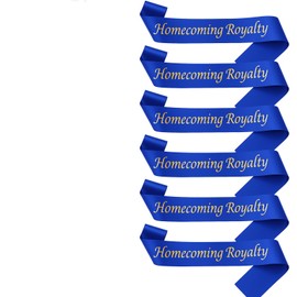 Lyrow 6 Pcs Homecoming Royalty Sashes Satin Sash with Gold Imprint for High School Dance King, Homecoming Court Prom Coronation 2026 Graduation Party Cosplay(Blue)