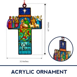 Duducraft A Child is Born Suncatcher Ornament – Christian Christmas Nativity Window Decor, Faith-Based Gift for Believers or Church Friends – Suncatcher Ornament with Gift-Ready Holiday Packaging