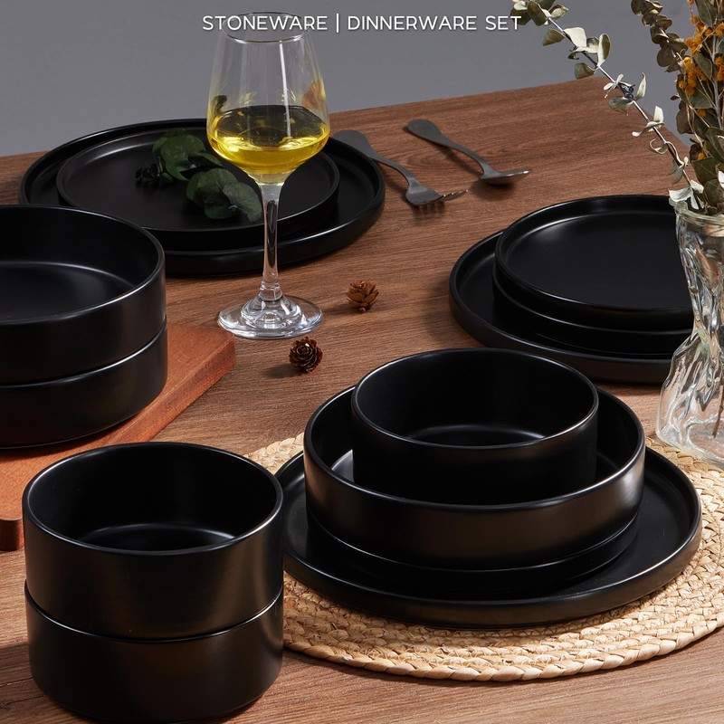 Onader 16 Piece Dinnerware Sets with Serving Bowls for 4,