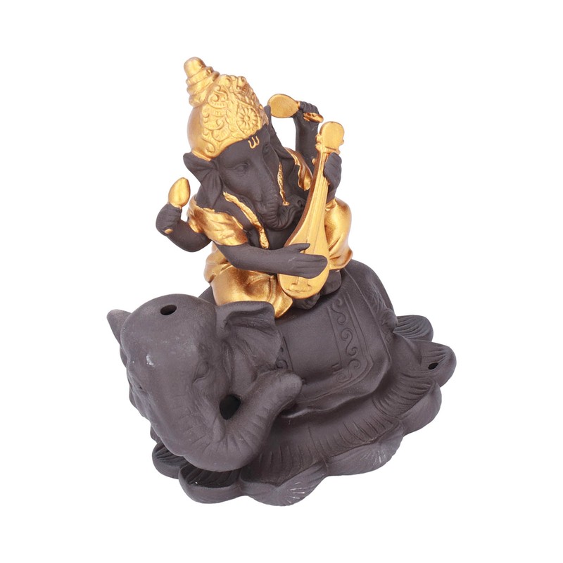 Backflow Incense Burner Pipa Elephant Purple Sands Gold Drawing Portable