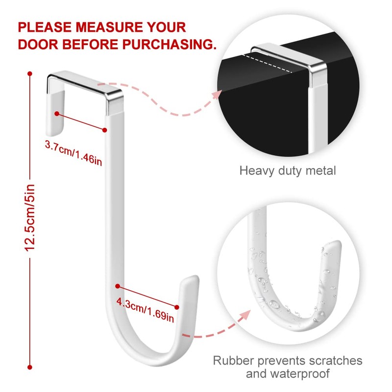 Over Door Hooks Over Door Hangers 4Pcs Dipping Plastic Rustproof