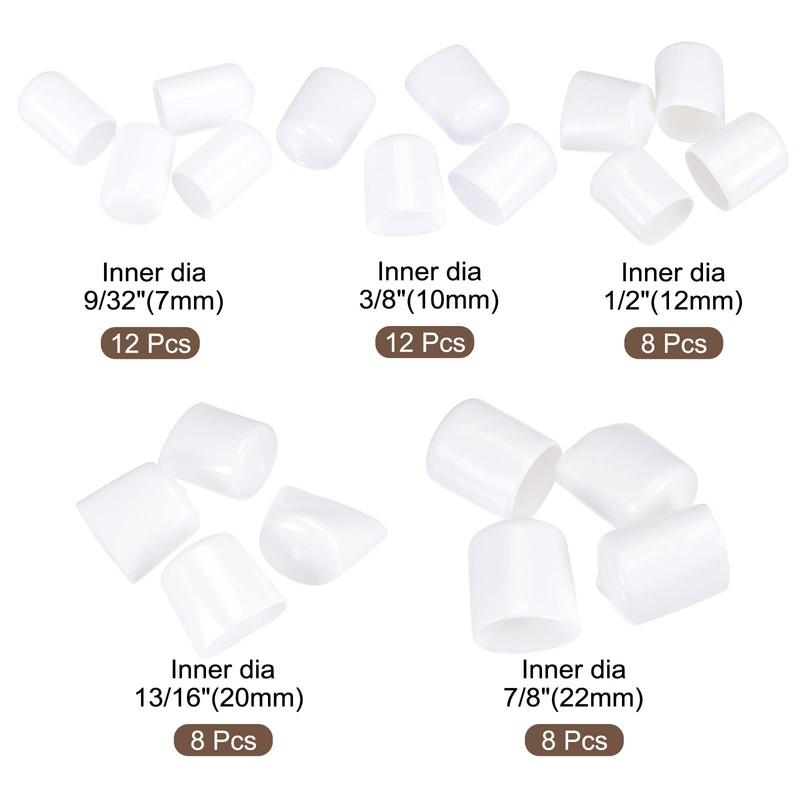 sourcing map Round End Caps Rubber Cover 48pcs 7mm 10mm