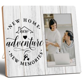 SSQBZU Housewarming Gifts New Home New Adventure New Memories, 4x6 Picture Frame, Wooden Photo Frame, Housewarming Party Decorations, Wall Mount & Table Top, New Home Essentials. (003)