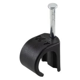 GTSE Round Black Cable Clips, For Cables 14-20 mm, Box of 50, Skirting Wire Nail Clips, Cable Tacks for Ethernet, Electrical Cables, Walls