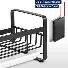 beiyaiey Kitchen Sink Sponge Stand Sponge Holder Stainless Steel Kitchen Soap Dispenser, with Removable Drain Pan