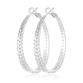 JEMARA Silver Hoop Earrings for Women 925 Sterling Silver Hoop Earrings Hypoallergenic Large Silver Hoop Earrings Lightweight Thick Big Silver Hoop Earrings 40MM