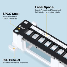 Enmane 12 Port Blank Keystone Patch Panel Wall Mount 10inch with 89D Bracket Ethernet Patch Panel