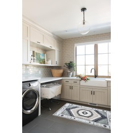 Oushak Rug, Turkish Vintage Floral Pastel Large Oversized Area Rugs for Living Room Dining Bedroom Kitchen Bathroom Nursery Runner Rugs (856BlckGry, 2' x 3')