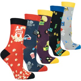 socks n socks Women's Girls 5pk Novelty Funny Crazy Cute Fun Crew Socks Gift Box