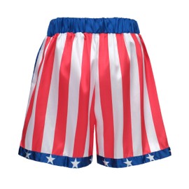 Giftdigger American Flag Boxing Shorts Men and Women,USA Rocky Balboa Costume,Adult Boxer Shorts,Satin Boxer Short,American Adult Rocky Short,L Red
