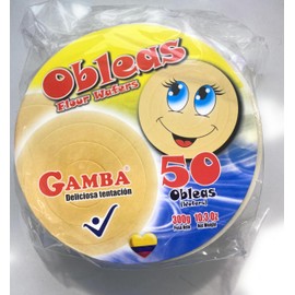 OBLEA Colombiana tradicional importadas de Colombia (no incluye dulce de leche) paquete de 50 unidades 300g - 10,3 oz tradicional marca Gamba