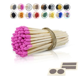 4" Inch Long Wooden Refill Matchsticks with Strike Stickers - Safety Matches Wholesale Bulk Loose by Chandler Studio (50 Pieces, Pink)