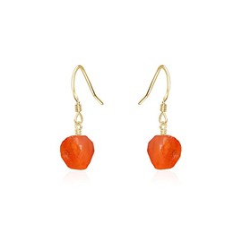 Carnelian Raw Nugget Earrings in 14k Gold Fill