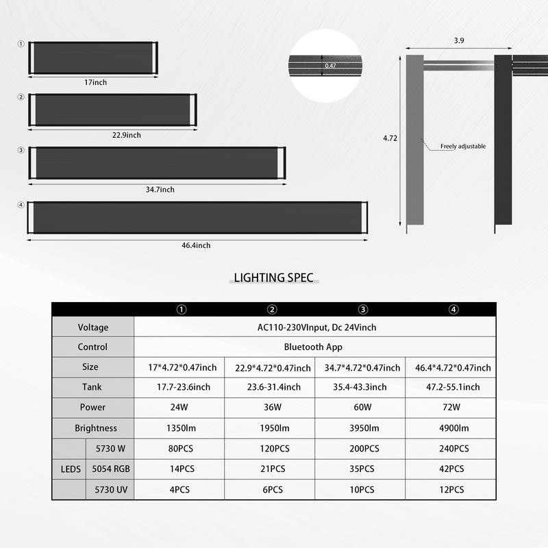 MagTool Brite Series Auto Aquarium LED Light with App-Controlled RGB+W