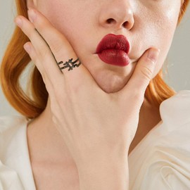 Jewmon Adjustable Zodiac Ring 925 Sterling Silver, 12 Constellation Double Band Finger Ring, Women, Girls, Horoscope, Astrology, Birthday Jewellery, Black, The Gemini (5.22-6.21)