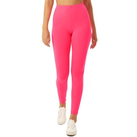 sissycos Women's 80s Neon Leggings Buttery Soft Stretchy Comfy Basic Solid Pants(Neon Pink, Small)