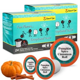 Pumpkin Spice Cinnamon Roll Coffee - 48 Count, Medium Roast Single-Serve Flavored Coffee Cups for Keurig K-Cup Brewers