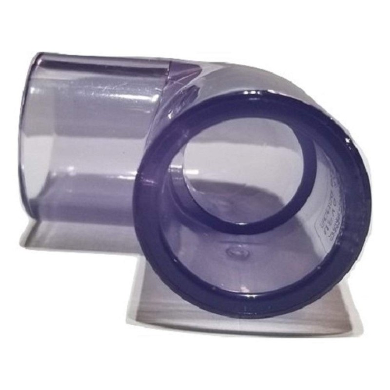 Clear PVC Pipe Fitting (bluish tint): 90 Degree Elbow, Schedule