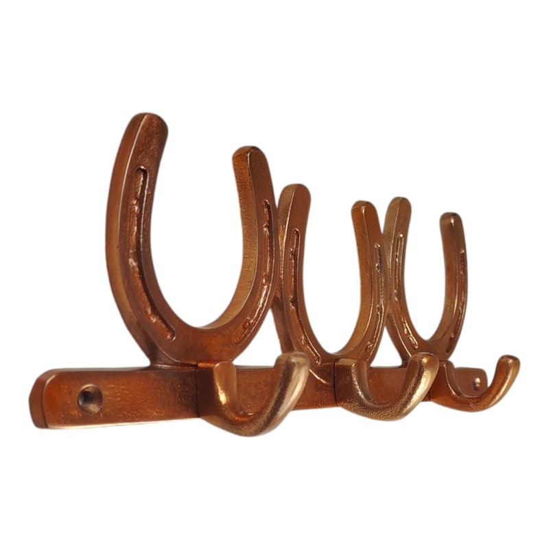 FTWDesign Three Horseshoe Wall Hooks in Bronze Look - Horse