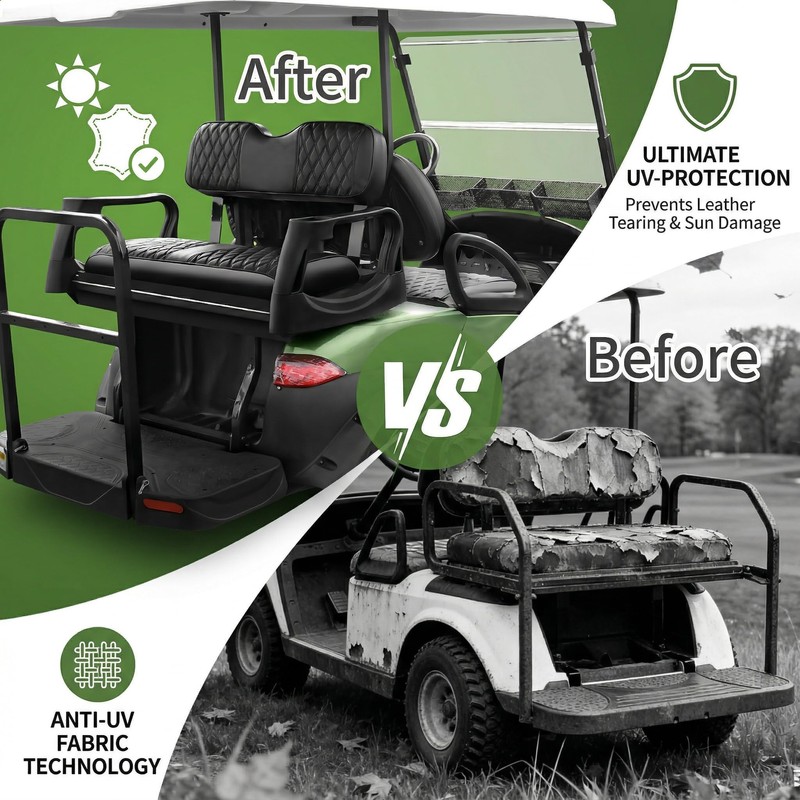 SugarFox 4PCS Golf Cart Seat Covers - Staple-Free Easy Install