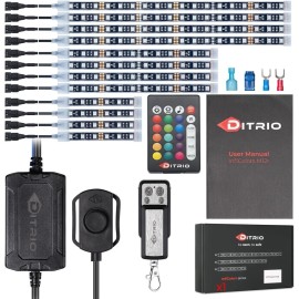 DITRIO M12r  12pcs Underglow RGB LED Strip Light Kit DC 12V 2 Red Blinking Brake