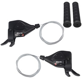 ZUKKA 1 Pair Bicycle Gear Lever 3 x 8 24 Speed Gear Lever Brake Lever for Mountain Bike, Road Bike, MTB, BMX, Black