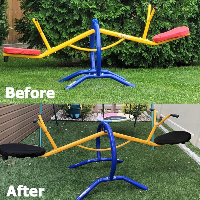YardJoyliz 2pcs Waterproof Protective Teeter-Totter Home Seesaw Seat Cover, Black,