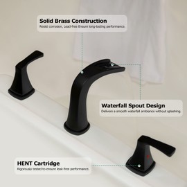 PARLOS 2-Handle Widespread Waterfall Roman Bathtub Faucet Tub Filler with Valve, Matte Black, 1434204