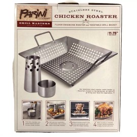 Parini Grill Master Stainless Steel Chicken Roaster Grill Basket!