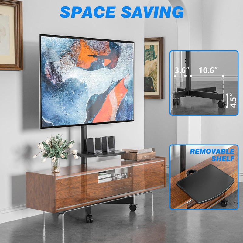 Rfiver Mobile TV Stand for 23-60 Inch LCD LED Flat/Curved