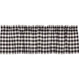VHC Brands Annie Buffalo Check Curtain Valance, Black, 16x60