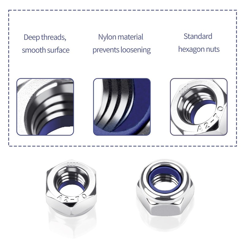 M6 Hexagonal Nuts Stainless Steel A2 V2A Hexagonal Nut Self-Locking