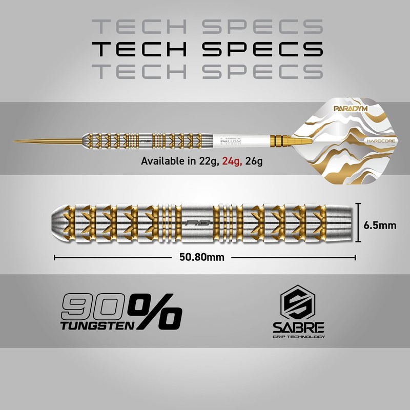 RED DRAGON Darts | Paradym Gold 24g Steel Tip |