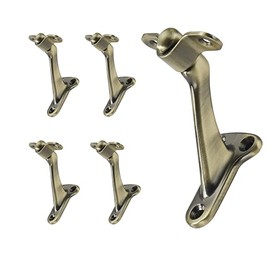 ZAUYX 5 Pack Heavy Duty Hand Rail Bracket Brushed Antique Brass Stair Brackets for Stairways Handrail Staircase Bracket