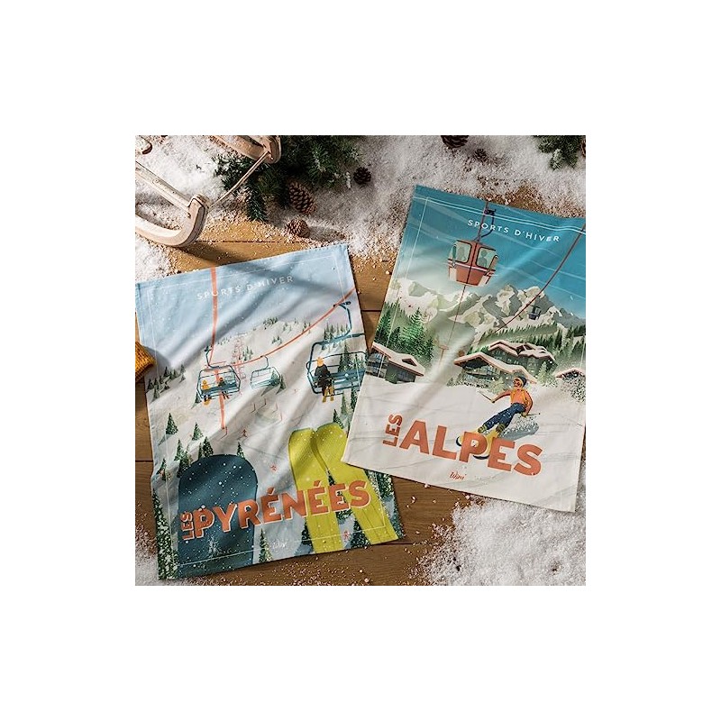 Coucke Wim Les Alpes Printed Cotton Tea Towel 50 x