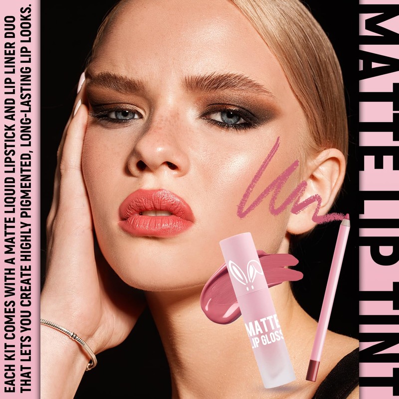 VIOLA HOUSE Lipstick Lip Liner Set, Matte Lipstick Liquid, Lip