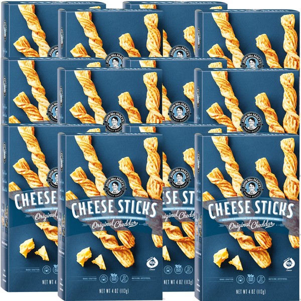 John Wm. Macy's CheeseSticks, Natural Crunchy Cheese and Sourdough Twists in Original Cheddar, 4 Ounce Box, 12 Count.