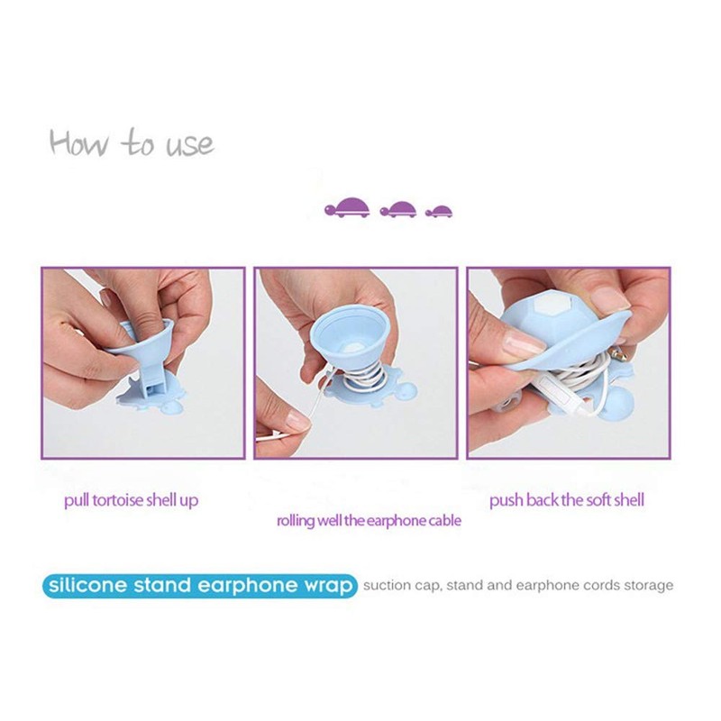 Cute Earbuds Holder Case Cord Wrap Earphone Tangle-Free Cable Turtle