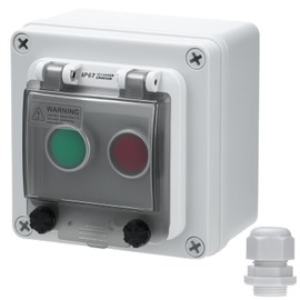 QWORK Momentary Push Button Switch, IP67 Waterproof Emergency Stop Button for Industrial & Commercial Use, 1NC + 1NO Contact Type