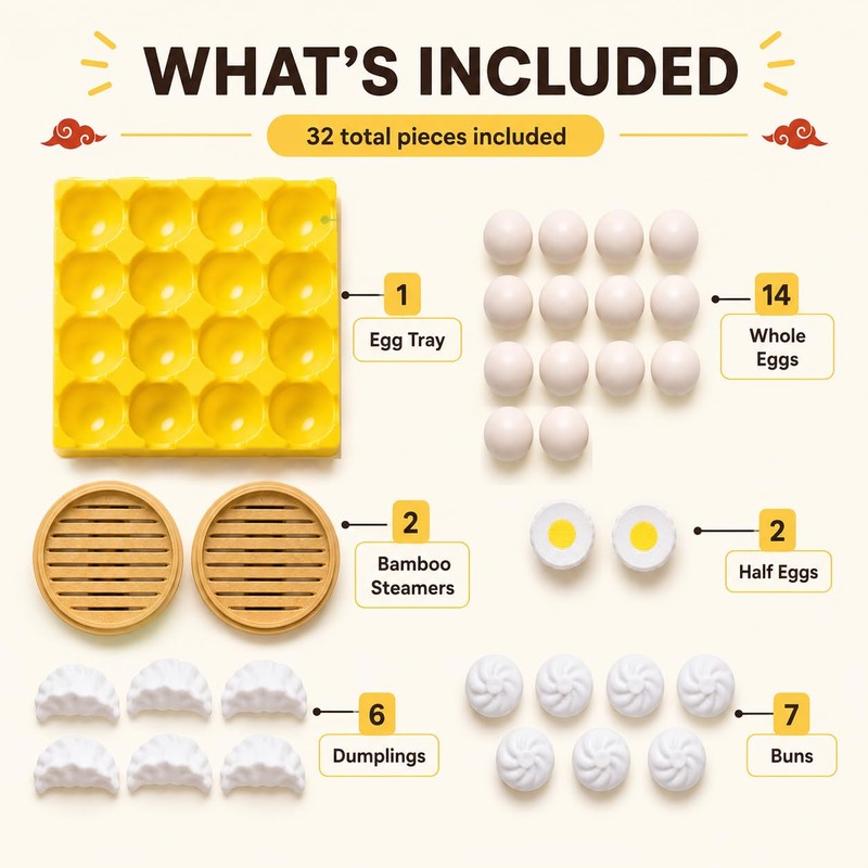 Realistic 3D Egg Bun Dumpling Fridge Magnets, Funny Novelty Set