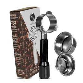 SMARISTA® Bottomless Portafilter 54 mm - Compatible with Sage/Breville Barista Series 870/878/880 - 54 mm Stainless Steel Filter Holder Including Strainer Insert & Barista Guide [ABS]