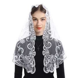 Bozidol Church Catholic Prayer Veils - Christian Loaves and Fishes Embroidered Lace Mantilla Chapel Veil Head Coverings for Women