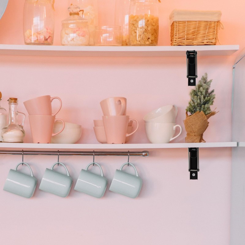 SHEUTSAN 6 PCS 10 Inch Folding Shelf Brackets, Black Folding