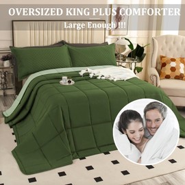 SOULOOOE Oversized King Plus Comforter, 128x120 Extra Large King Size Quilts 3 Pieces, Lightweight Reversible All Season Down Alternative Duvet Insert Comforter with 8 Corner Tabs