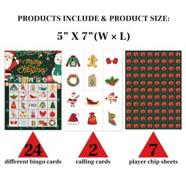 Zodvery Christmas Bingo Cards, Christmas Bingo Game, for New Year Christmas Party Games Favors Supplies, Group Game - 24 Players/ 11shengdan